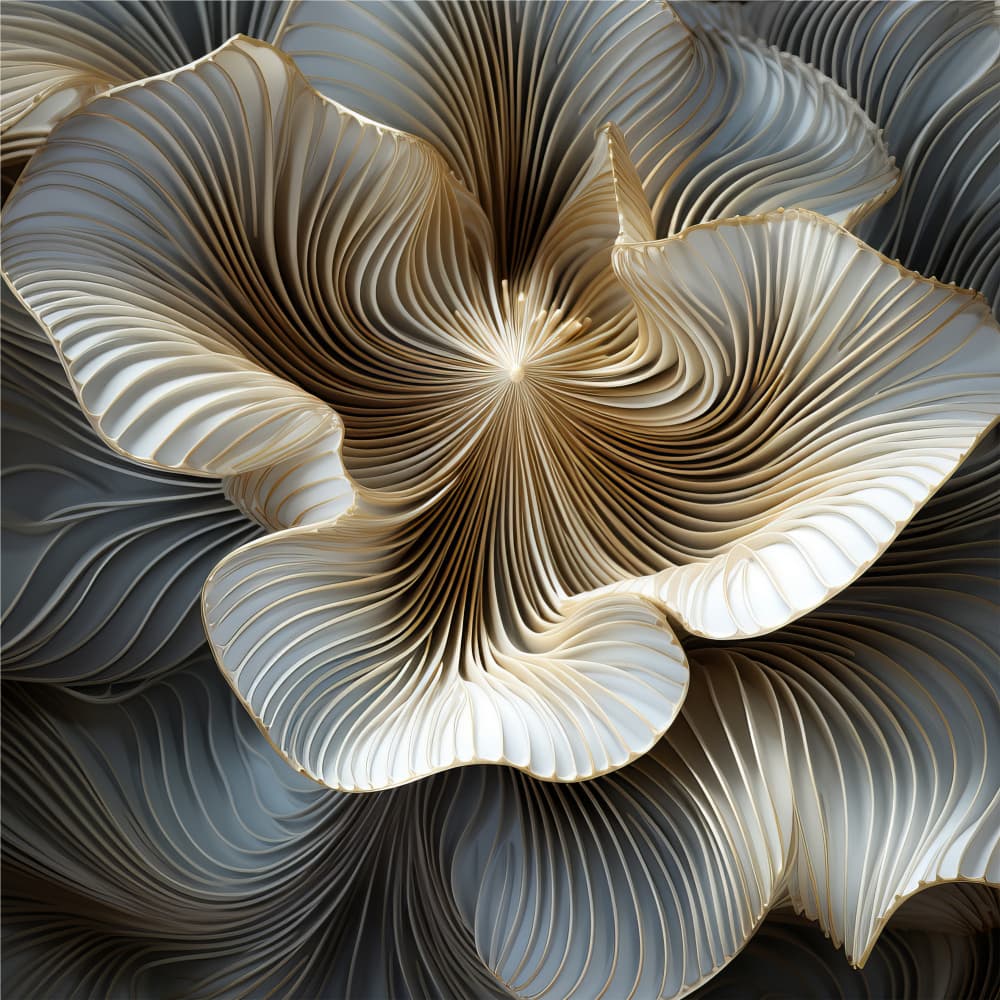 Golden Organic Folds by Bilge Paksoylu — canvas wall art