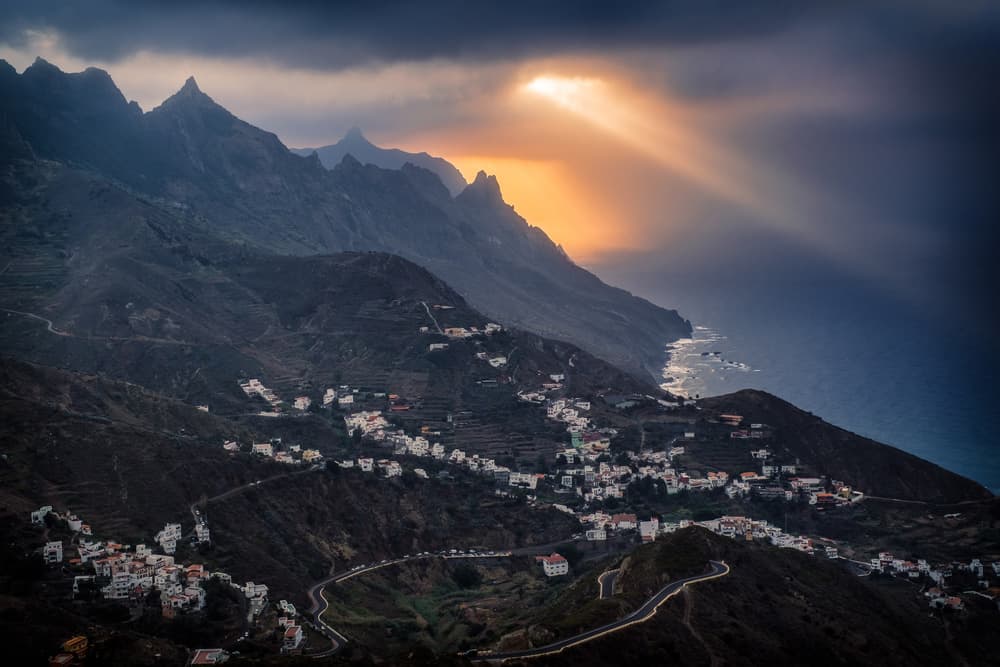 Dramatic Sunset Coastal Village by Adrian Popan — canvas wall art