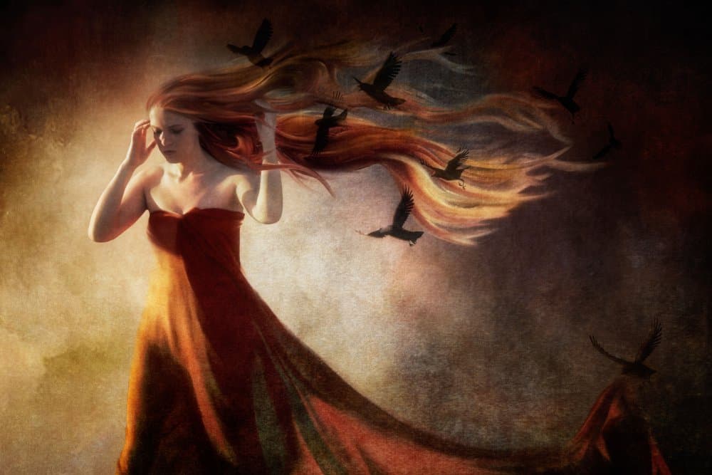 Birds of Her Hair by Charlaine Gerber — canvas wall art