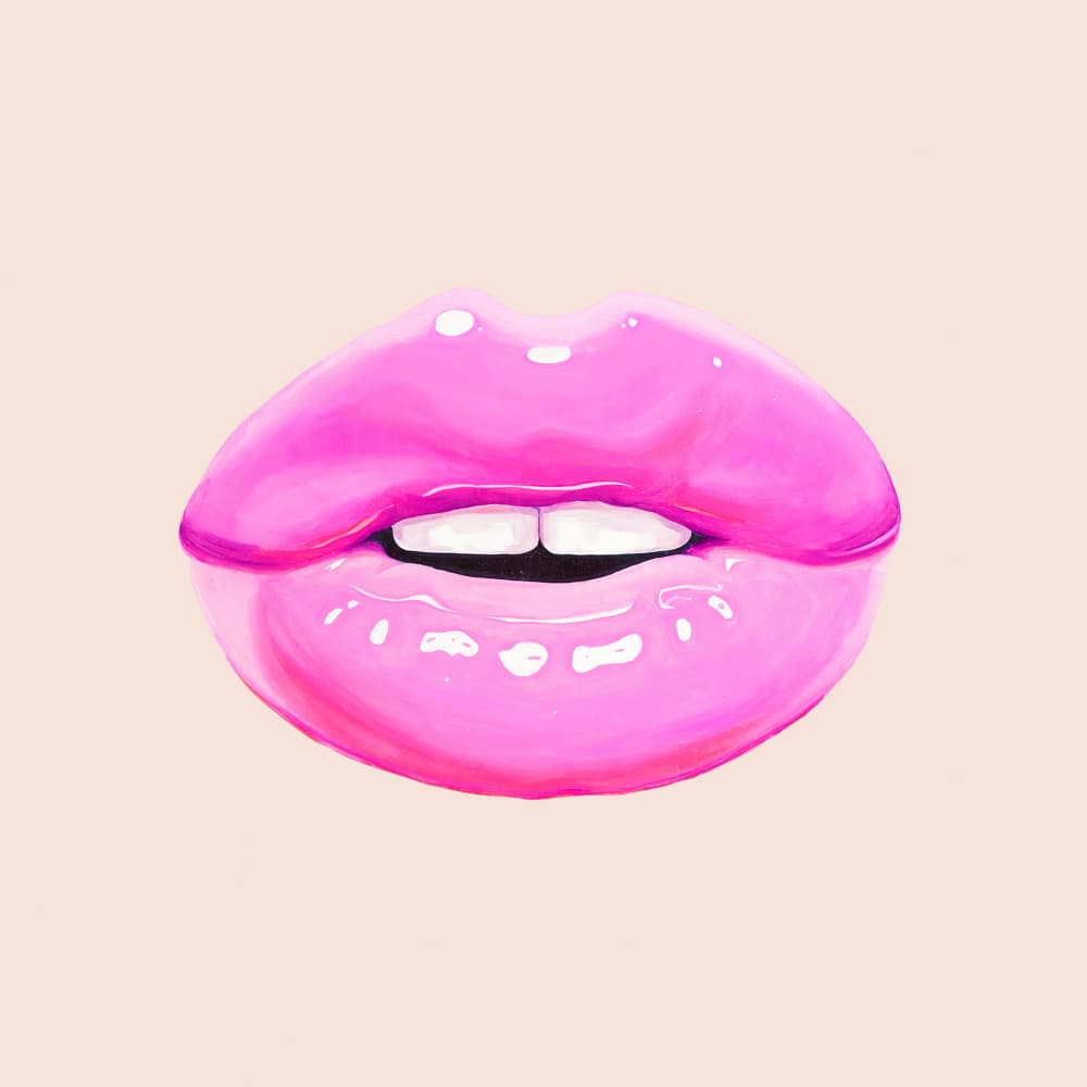 Glossy Pink Lips by Vitor Costa — canvas wall art