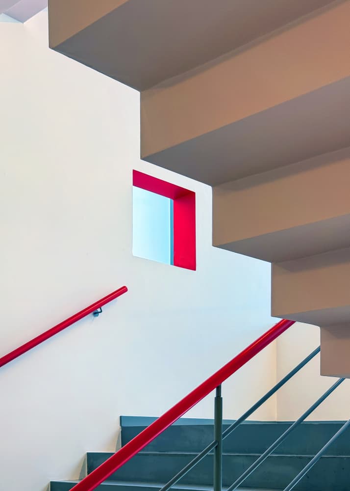 Modern Red Staircase by Lus Joosten — canvas wall art