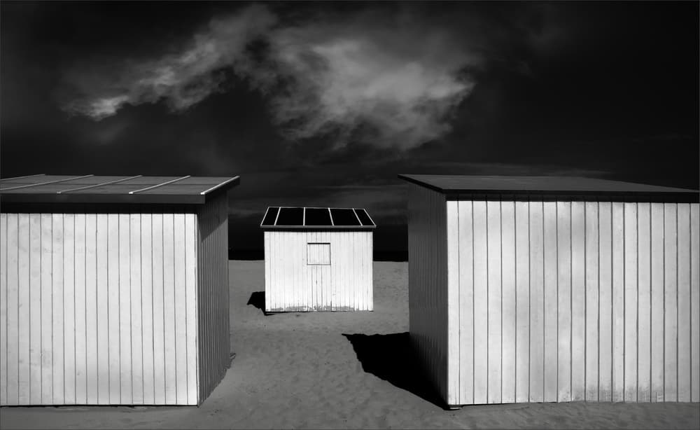 Stark Beach Huts by Gilbert Claes — canvas wall art