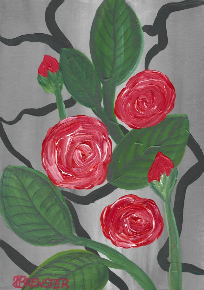 Vibrant Red Roses by Janine Brewster — canvas wall art