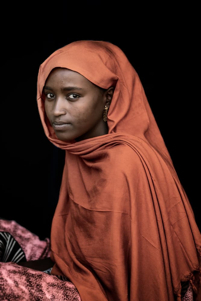 Orange Scarf Portrait by Trevor Cole — canvas wall art