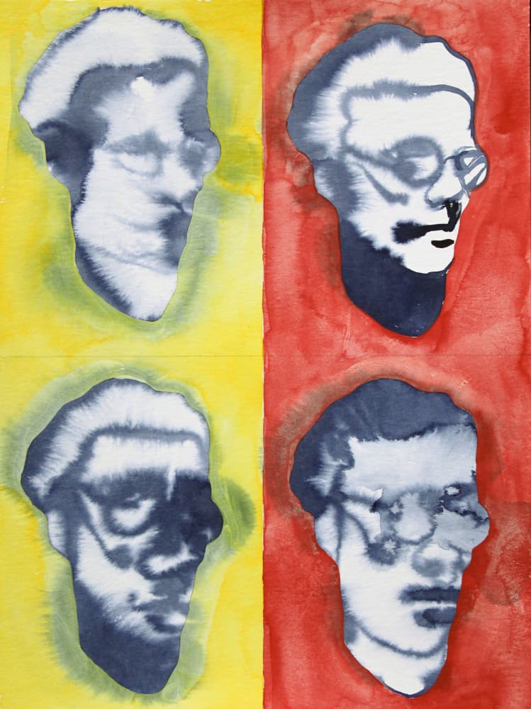 Abstract Faces Red Yellow by Joshua Hoskins — canvas wall art