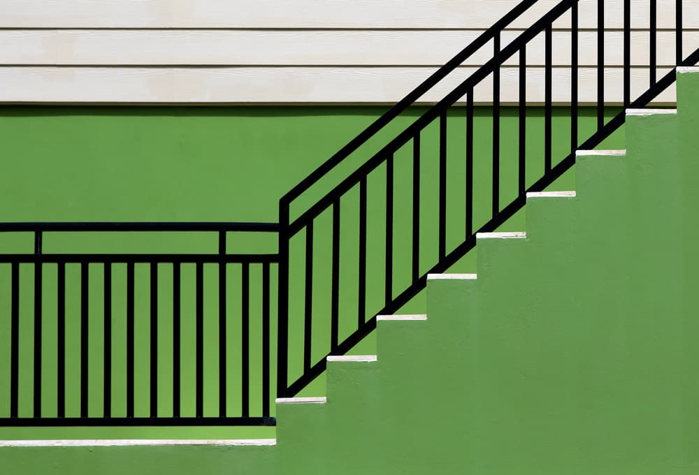Geometric Green Stairs by Hans-Wolfgang Hawerkamp — canvas wall art