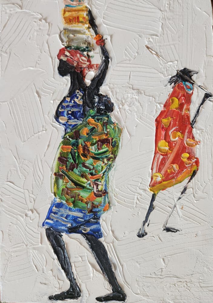 Vibrant African Figures by Jukyong Park — canvas wall art