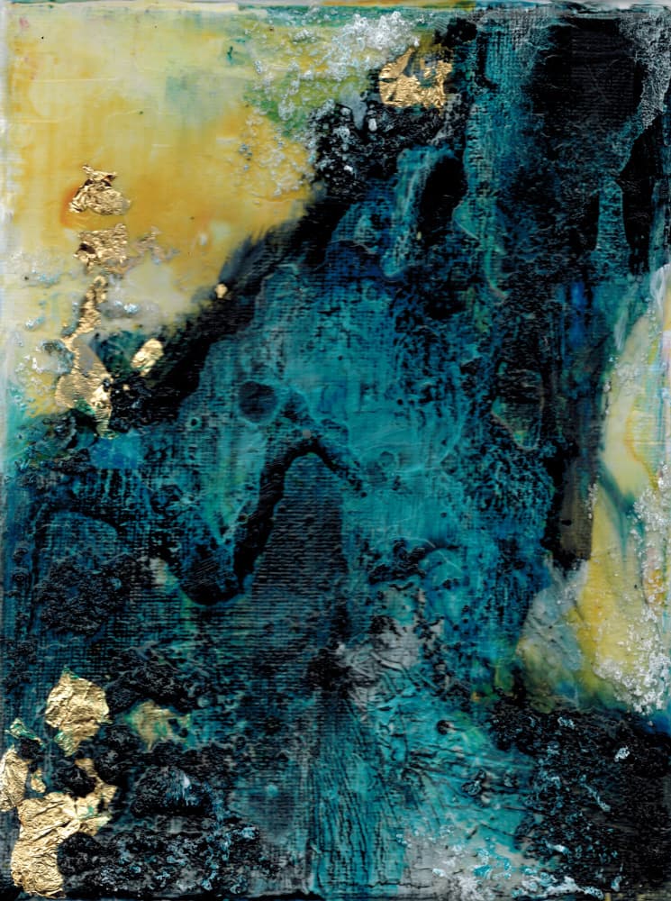 Deep Teal Gold Shimmer by Deb Chaney — canvas wall art