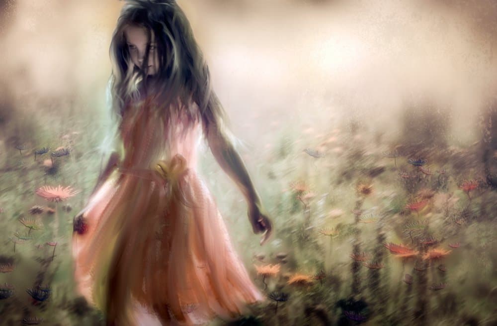 Girl in Dreamy Field by Charlaine Gerber — canvas wall art