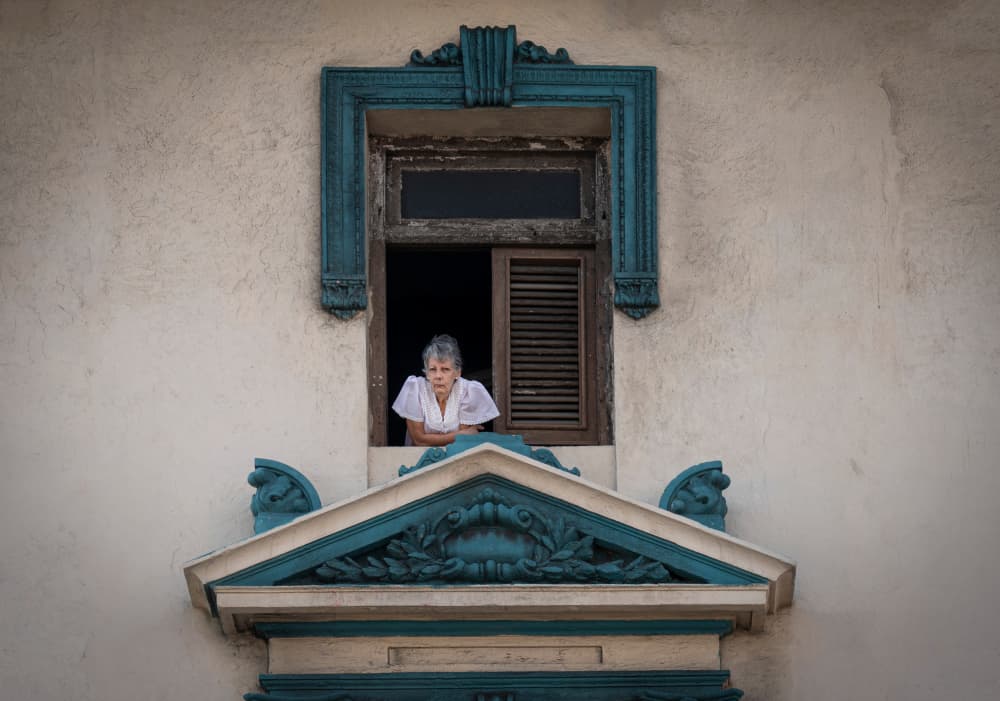 Blue Window Woman by Emma Zhao — canvas wall art