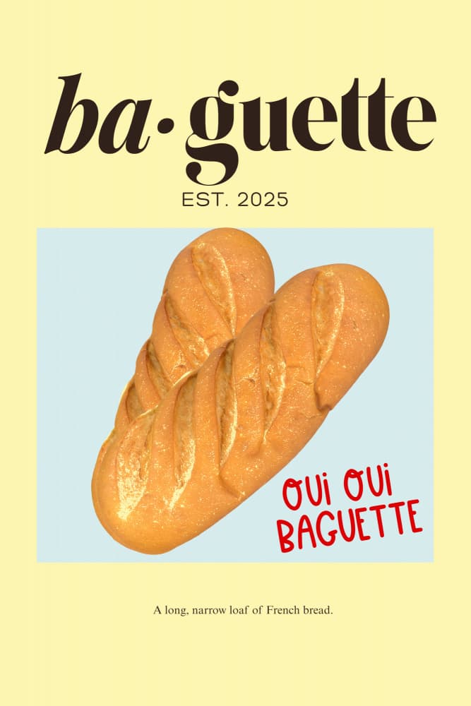 Oui Oui Baguette by Elizabeth C — canvas wall art