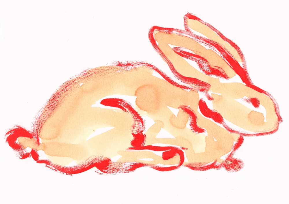 Orange Watercolor Rabbit by Santhosh ch — canvas wall art