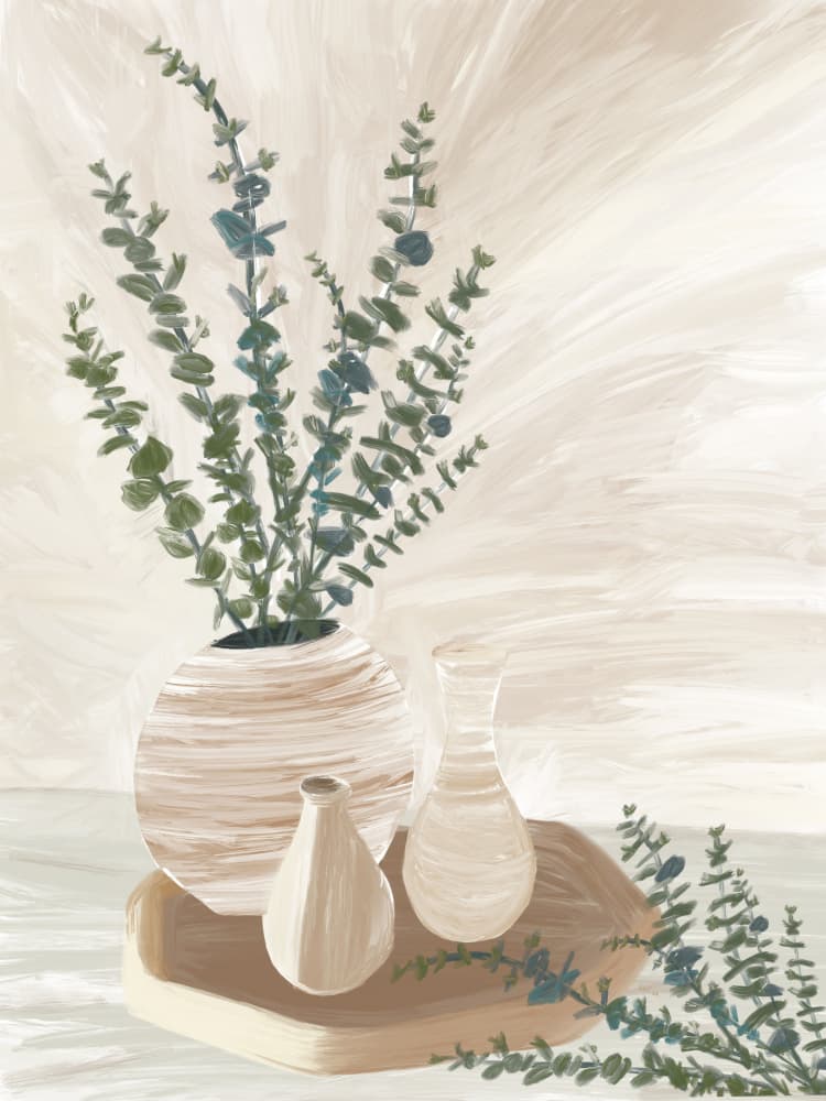 Serene Eucalyptus Arrangement by GIovanna Gil Alves — canvas wall art