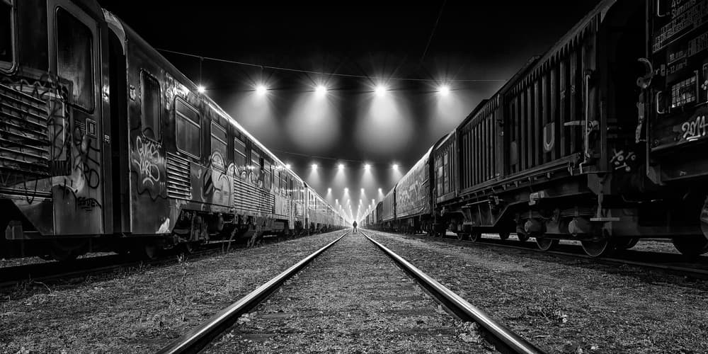 Industrial Night Trains by Leif Løndal — canvas wall art