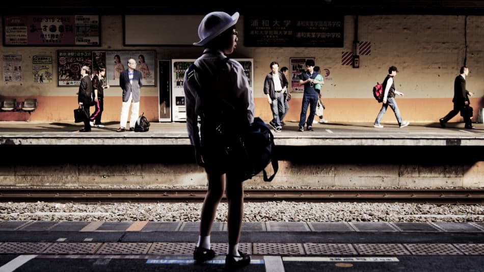 Girl on Japanese Platform by Kouji Tomihisa — canvas wall art