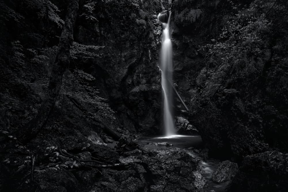 Dark Forest Waterfall by Norbert Maier — canvas wall art