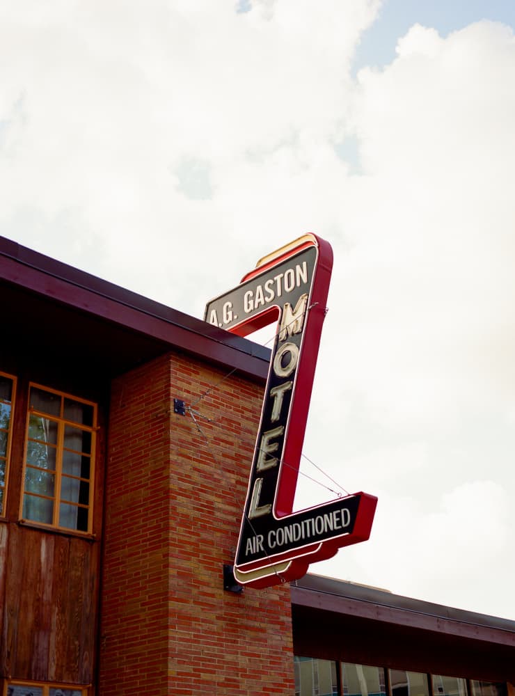 Historic Retro Motel Sign by Bethany Young — canvas wall art