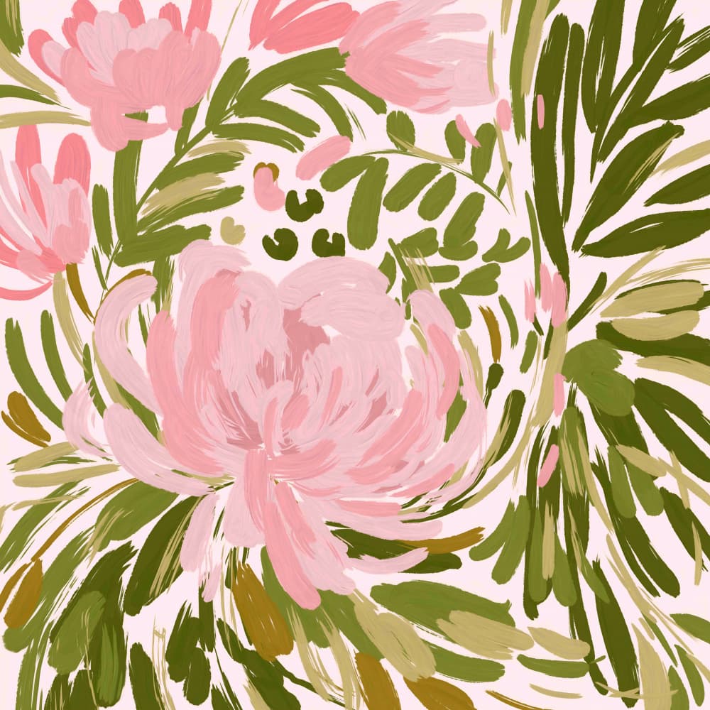 Painterly Pink Blooms by Josie George — canvas wall art
