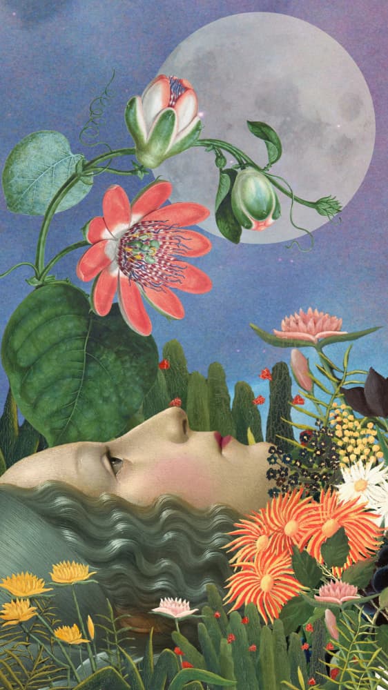 Moonlit Floral Dream by Marja van den Hurk — canvas wall art
