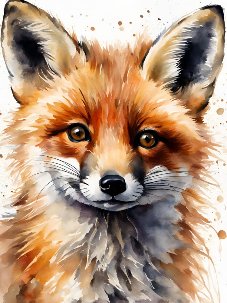 Charming Watercolor Fox by Ohkimiko — canvas wall art