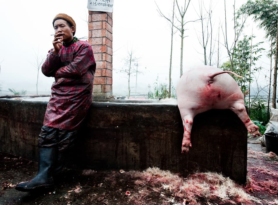 Rural Butcher Smoking Break by Nicolas Marino — canvas wall art