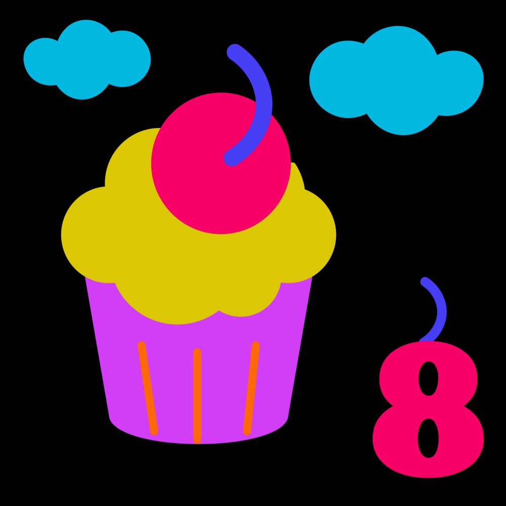 Birthday Cupcake Eight by Marika Barsrsind β canvas wall art