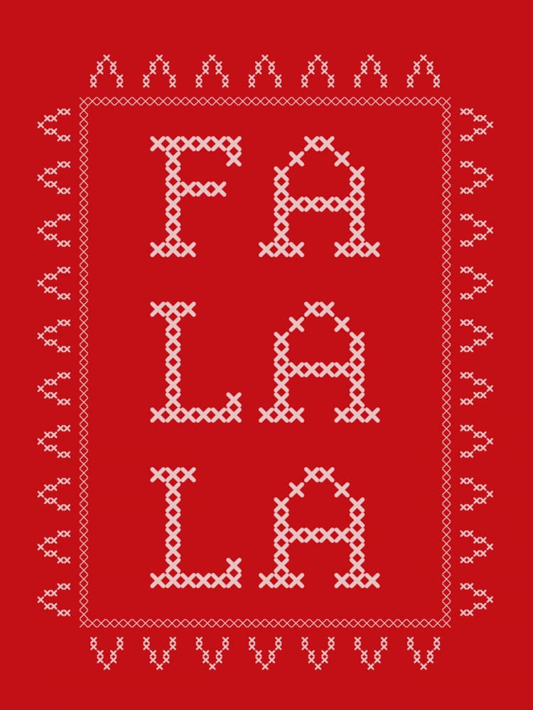 Fa La La Cross Stitch by Jolly and Dash — canvas wall art