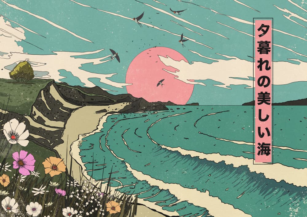 Japanese Coastal Sunset by Nicholas — canvas wall art