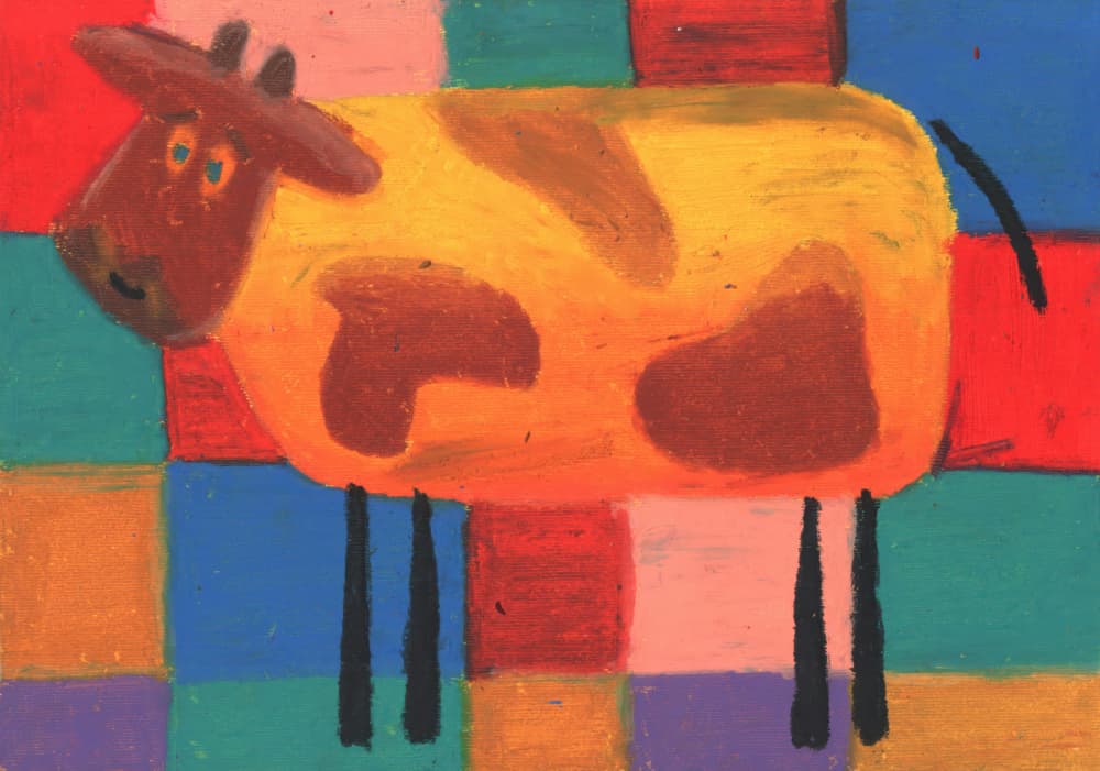 Colorful Whimsical Cow by Kulik — canvas wall art