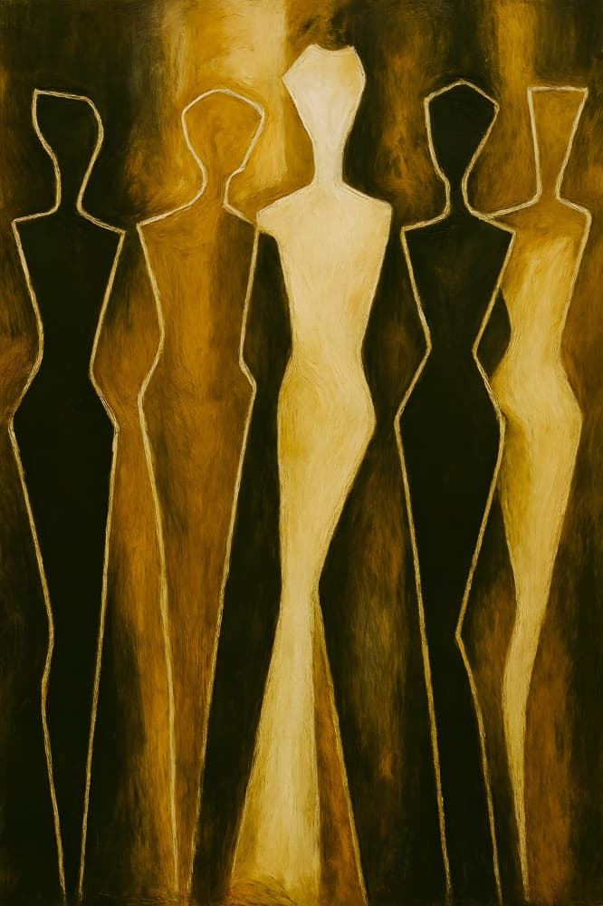 Elegant Gold Figures by HUGO — canvas wall art
