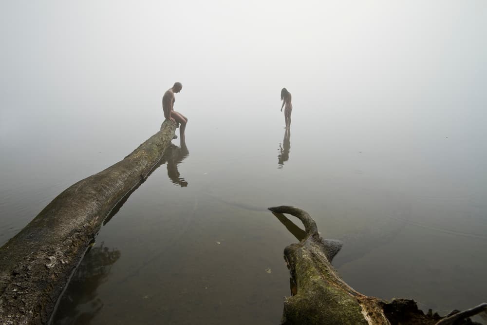 Nude Figures In Mist by Leszek Paradowski — canvas wall art