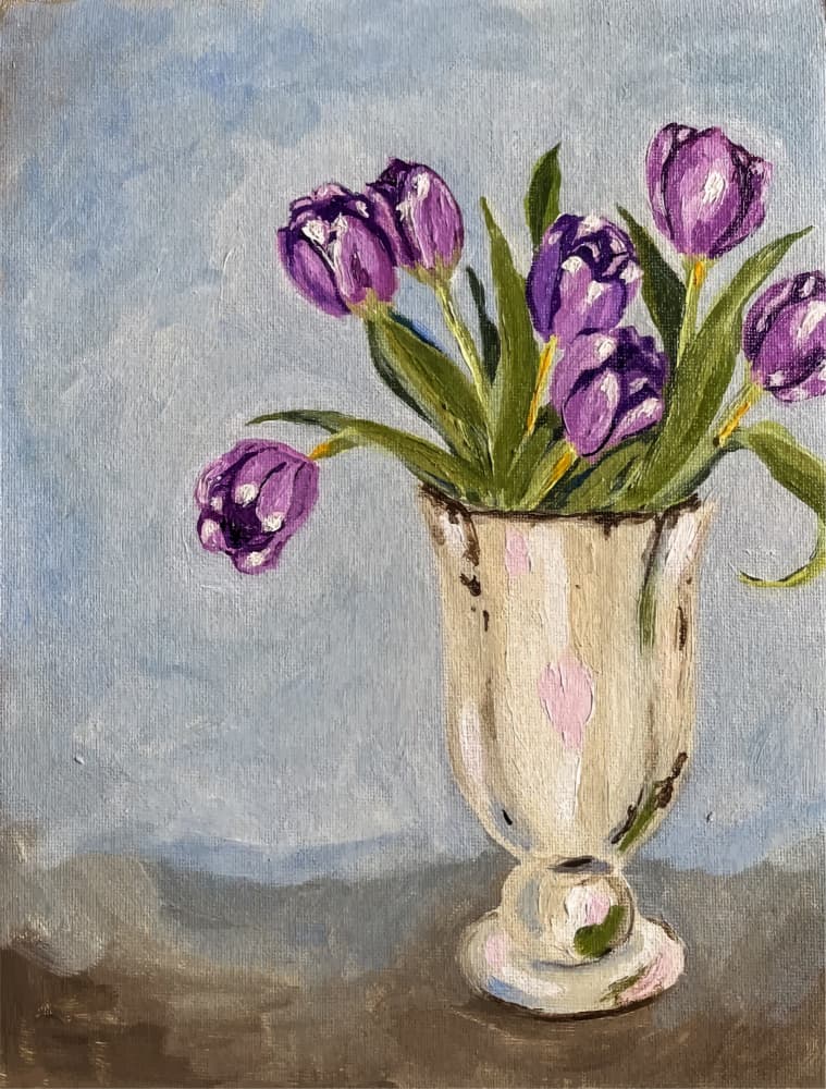 Purple Tulips In Vase by Madison Phipps — canvas wall art