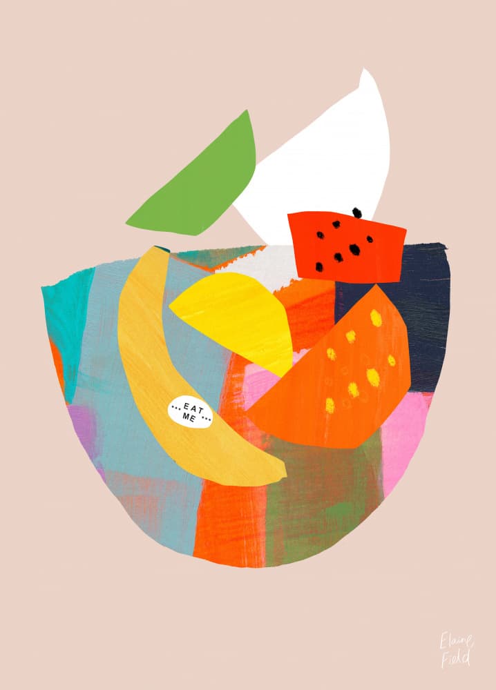 Colorful Fruit Bowl by Elaine Field — canvas wall art