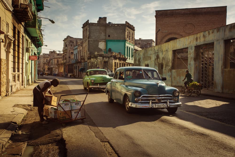 Havana Street Cars by Dan Mirica — canvas wall art