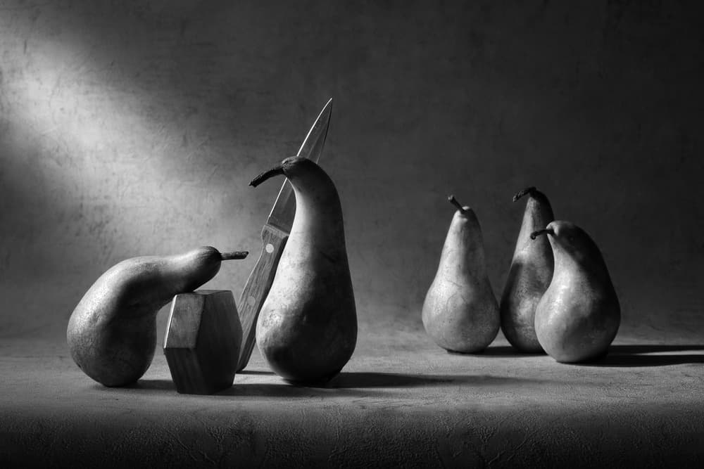 Dramatic Pear Still Life by Victoria Glinka — canvas wall art