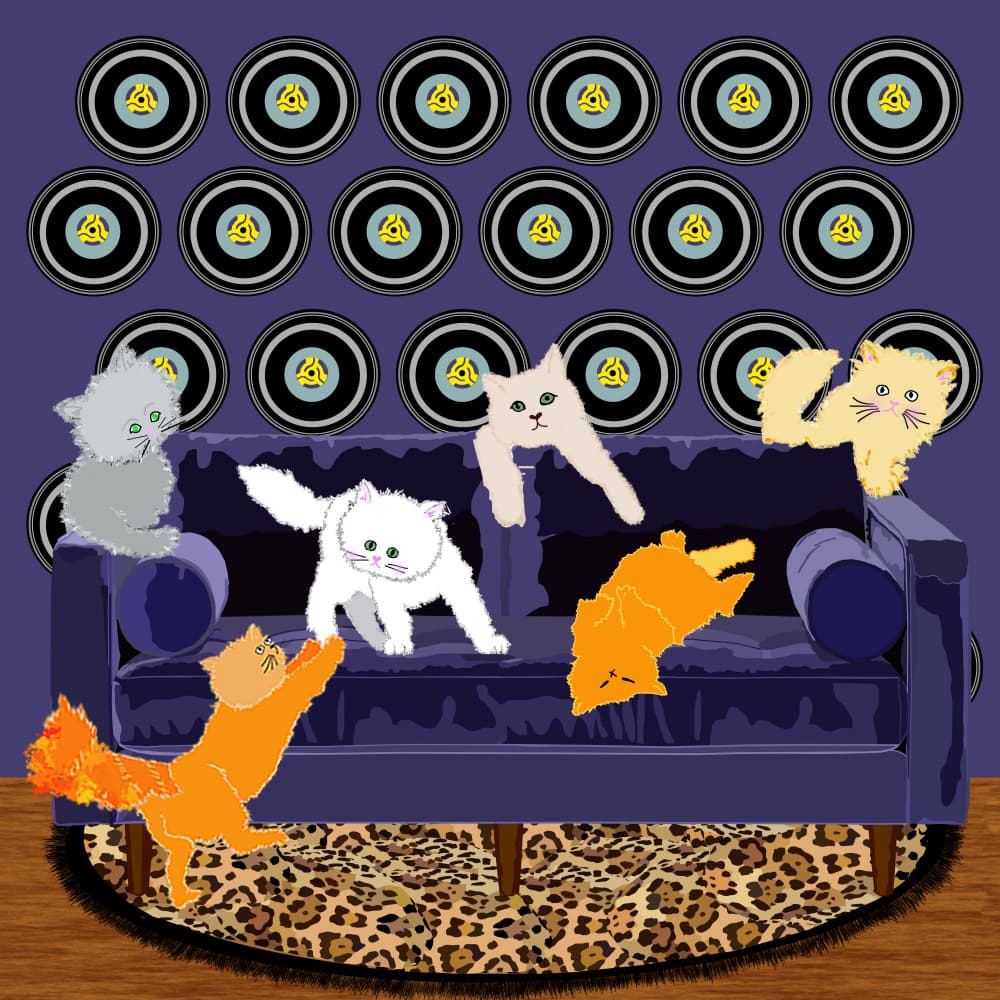 Playful Retro Cats by Lynnda Rakos — canvas wall art