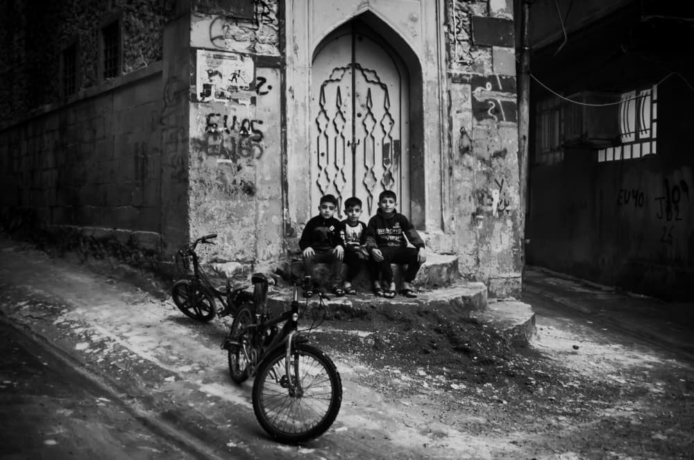 Urban Boys with Bikes by Jalili — canvas wall art