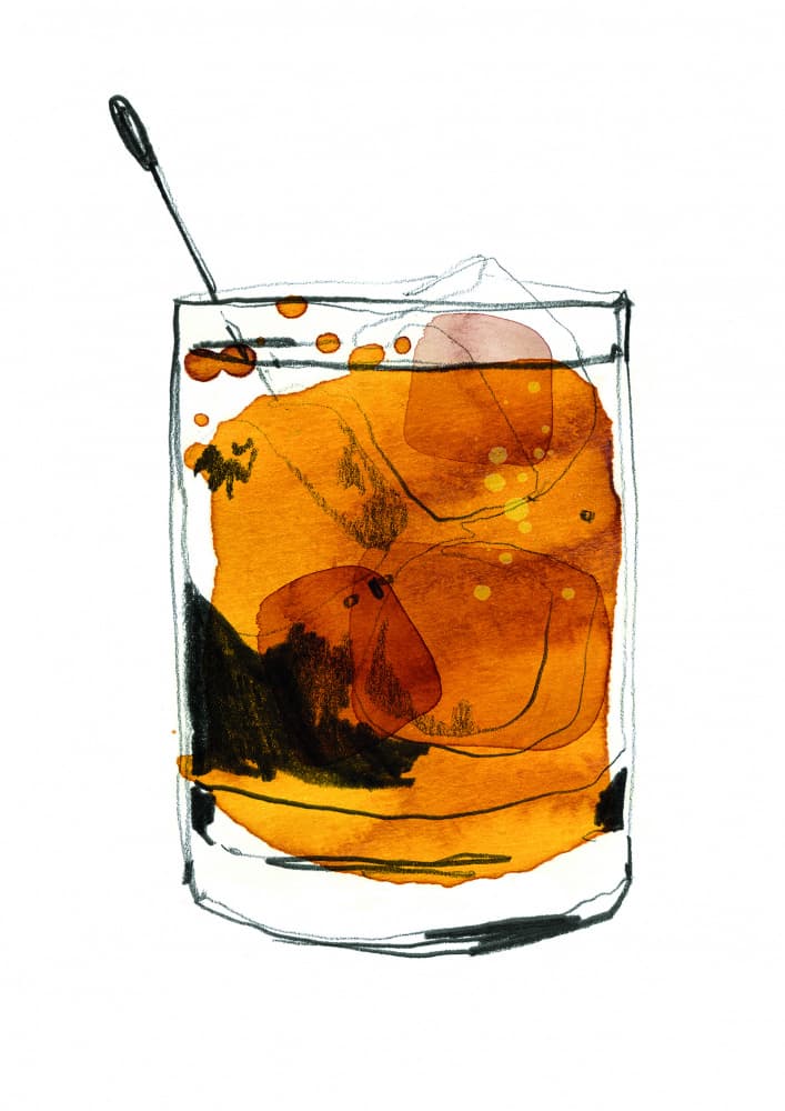 Classic Whiskey Cocktail by Ekaterina Koroleva — canvas wall art