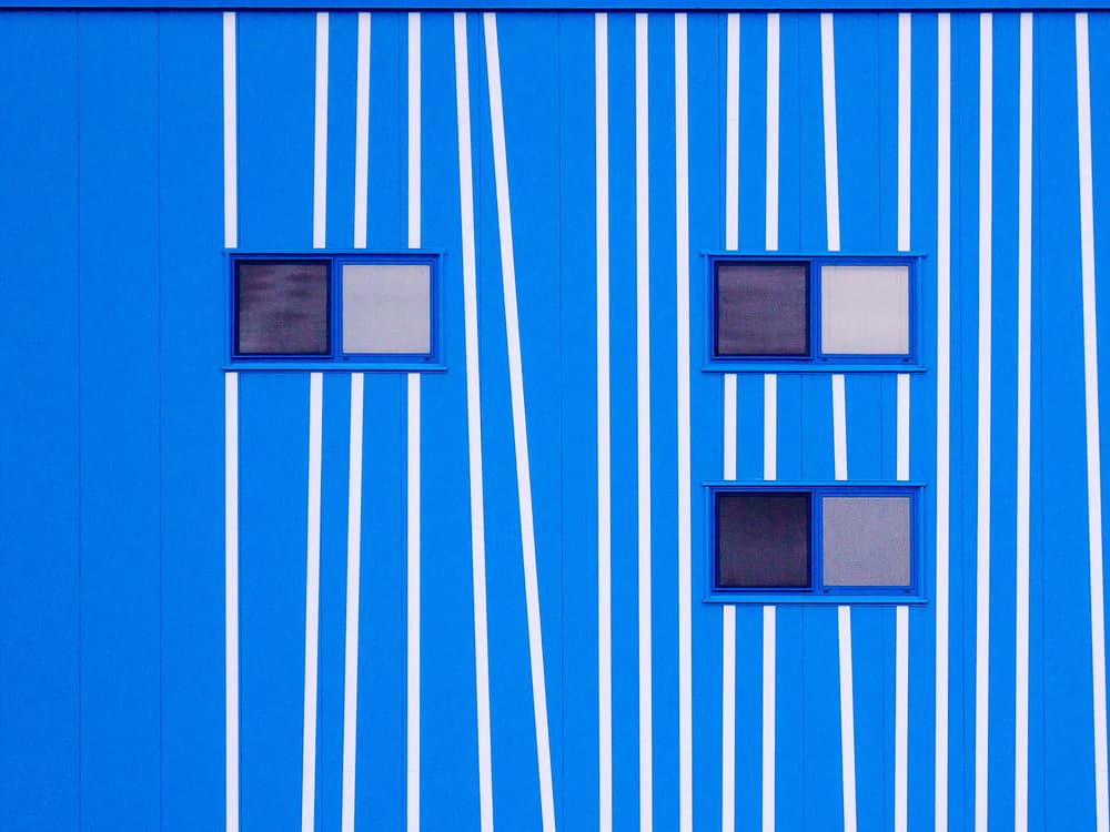 Blue Striped Facade by Karol Važan — canvas wall art