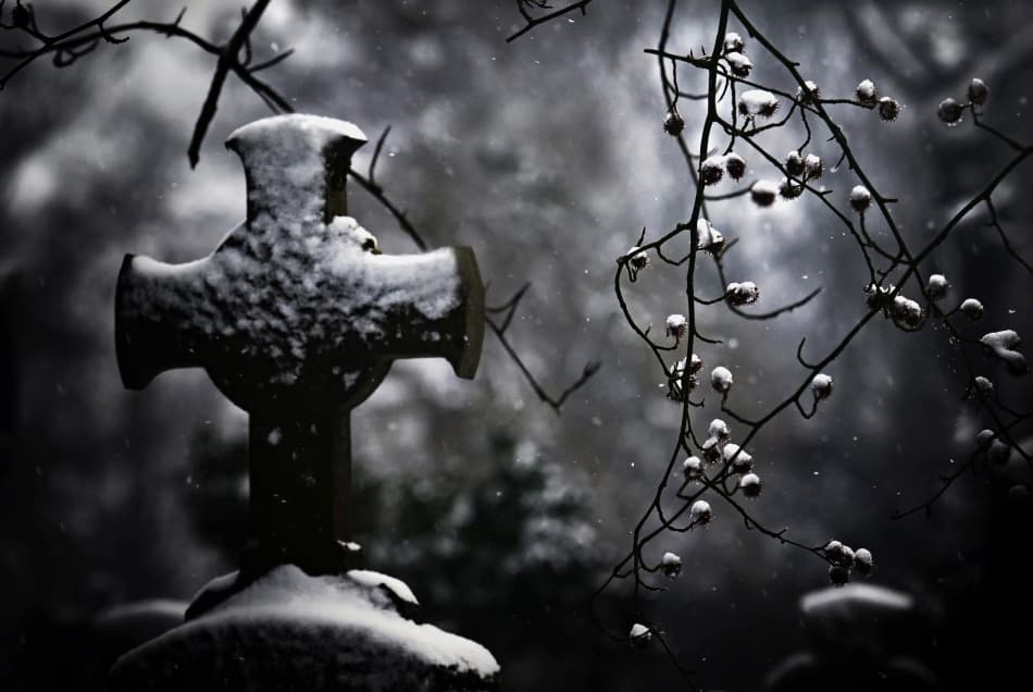 Snow Covered Cross by Piet Flour — canvas wall art