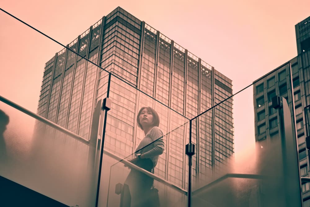 Urban Skyward Gaze by moucorn — canvas wall art