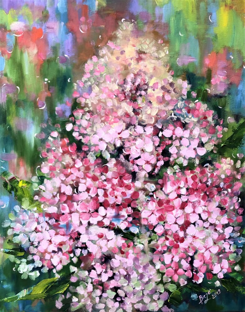 Painterly Pink Blooms by Anda Bieza — canvas wall art