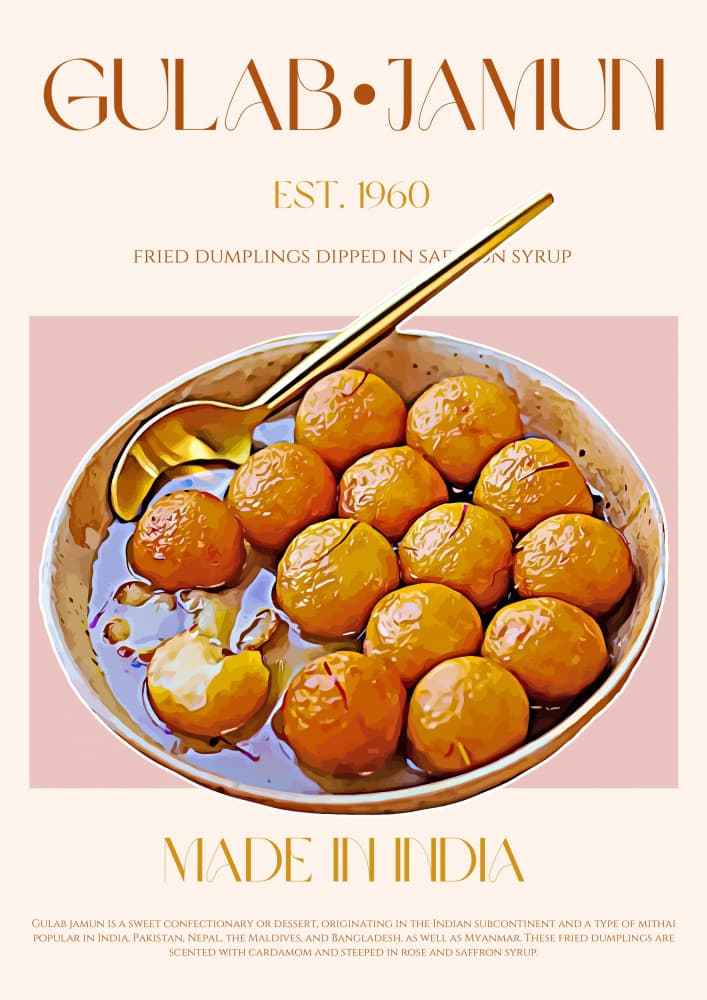 Golden Gulab Jamun Bowl by Nazma Khokhar — canvas wall art