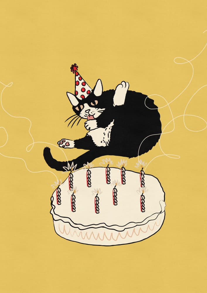 Party Cat Birthday Cake by Nicholas — canvas wall art