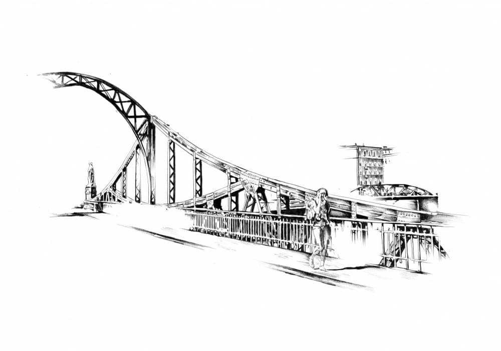 Urban Bridge Sketch by Kulik — canvas wall art