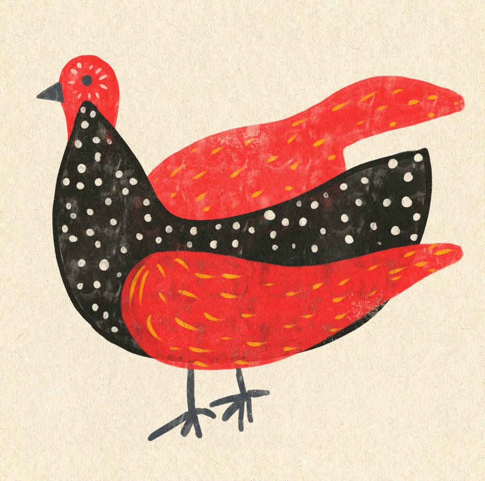 Red Polka Dot Bird by Nicholas — canvas wall art