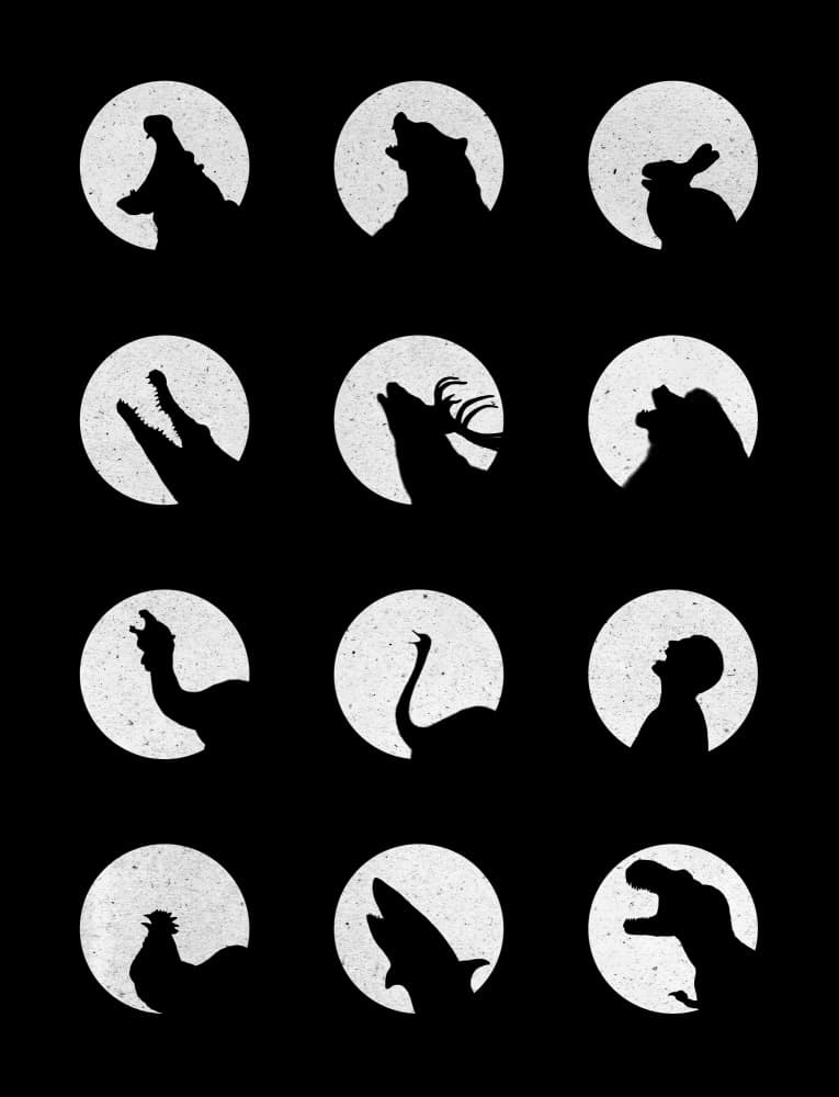 Moonlit Wild Silhouettes by Florent Bodart — canvas wall art