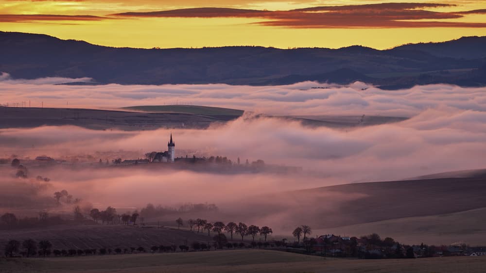 Misty Morning Church by Peter Svoboda MQEP — canvas wall art