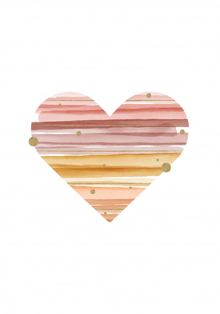 Watercolor Striped Heart by Fabiana Silveira — canvas wall art