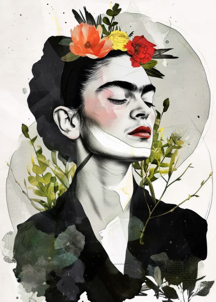 Floral Crown Portrait by Justyna Jaszke — canvas wall art